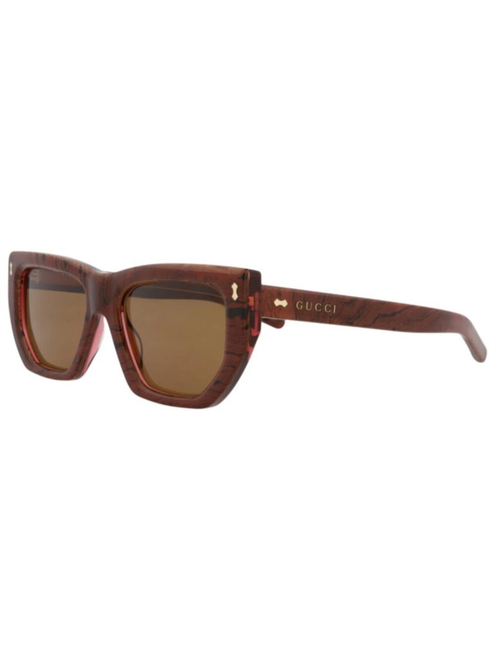 New Gucci Women's Sunglasses Cat Eye Recycled Acetate Frame Pink Pink Brown